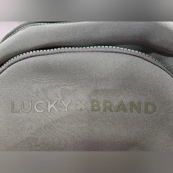 Lucky Brand Sage Green/ Army Neoprene Large Laptop Backpack Travel Bag NEW - Picture 6 of 7